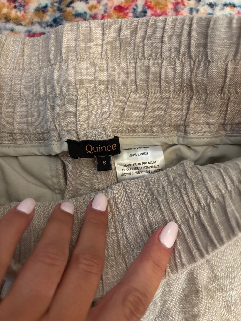 Quince Women's Light Beige Drawstring Linen-Blend Joggers